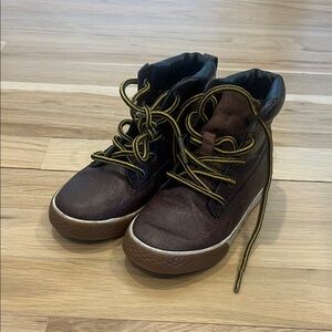 Hanna Andersson Brown Boots with Yellow Laces